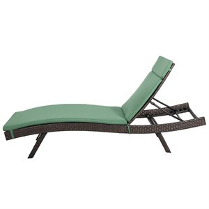 noble house salem outdoor brown wicker adjustable lounge w/jungle green cushion
