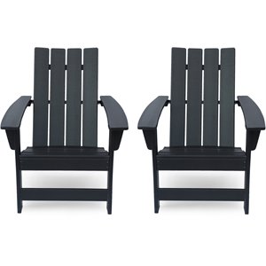 noble house encino outdoor contemporary adirondack chair (set of 2) matte black