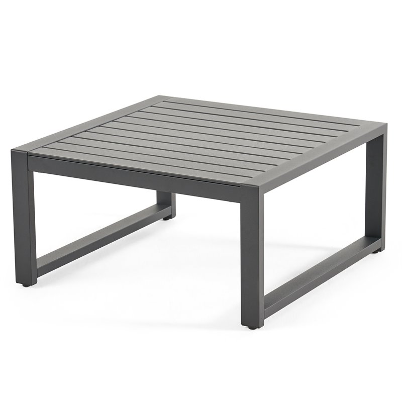 Noble House Navan Outdoor Aluminum Seater Sofa Set Black and