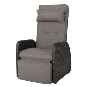 noble house ostia brown recliner with cushion and aluminum legs