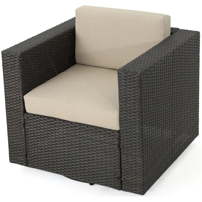 dark brown wicker swivel chairs