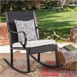 Noble House Harmony Wicker Rocking Chair with Cushion Black and White