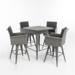noble house puerta outdoor mixed black wicker 5pc dining bar set