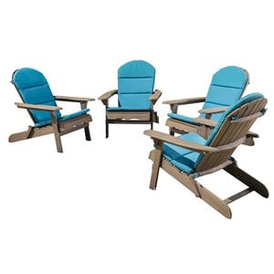 noble house malibu wood adirondack chair w/cushion (set of 4) gray/dark teal