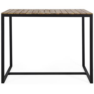 noble house elkhart outdoor modern acacia wood bar table teak and black
