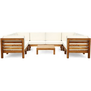 noble house oana 9pc u-shaped sectional sofa set cushion teak/beige
