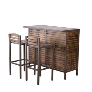 noble house leni indoor dark brown acacia bar set with rustic metal accents