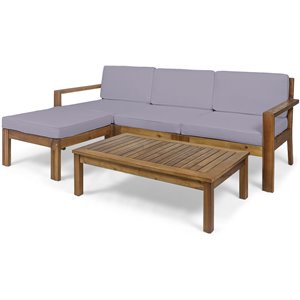 santa ana 3 seater acacia wood sofa sectional with cushion teak/dark gray