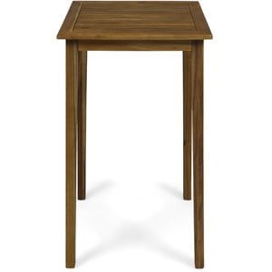 noble house polaris outdoor minimalist acacia wood square bar table - teak