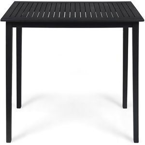 noble house polaris outdoor minimalist wood rectangle bar table - dark gray