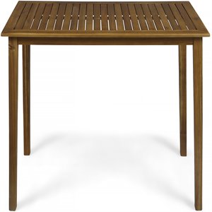 noble house polaris outdoor minimalist acacia wood rectangle bar table - teak
