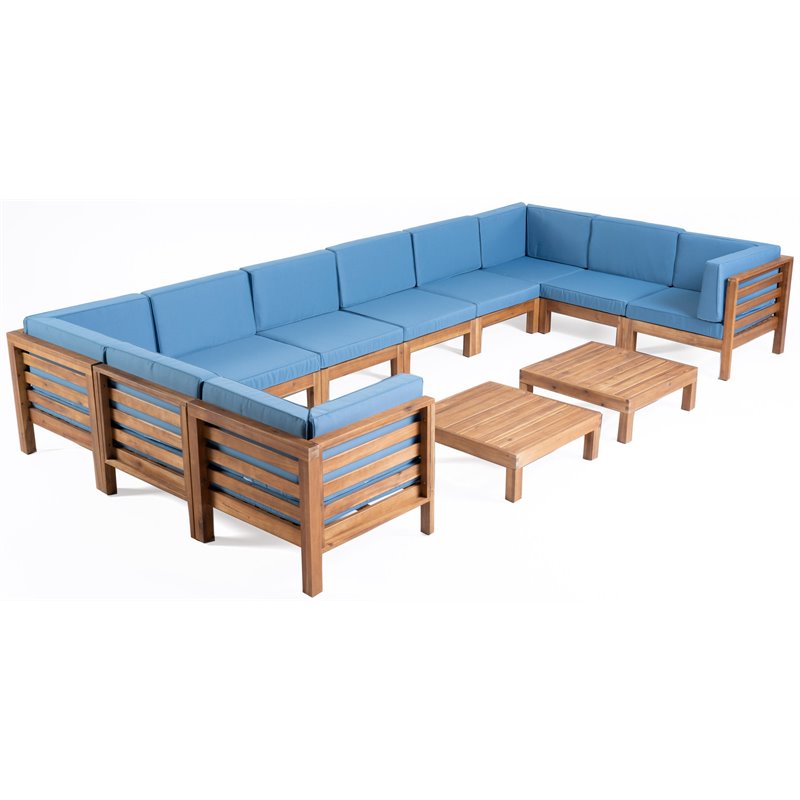 Oana Teak Oana Outdoor Sectional Noble House Oana 12pc U-Shaped