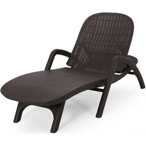 noble house waverly outdoor faux wicker chaise lounge dark brown