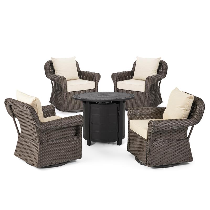 Brown wicker swivel deals chair