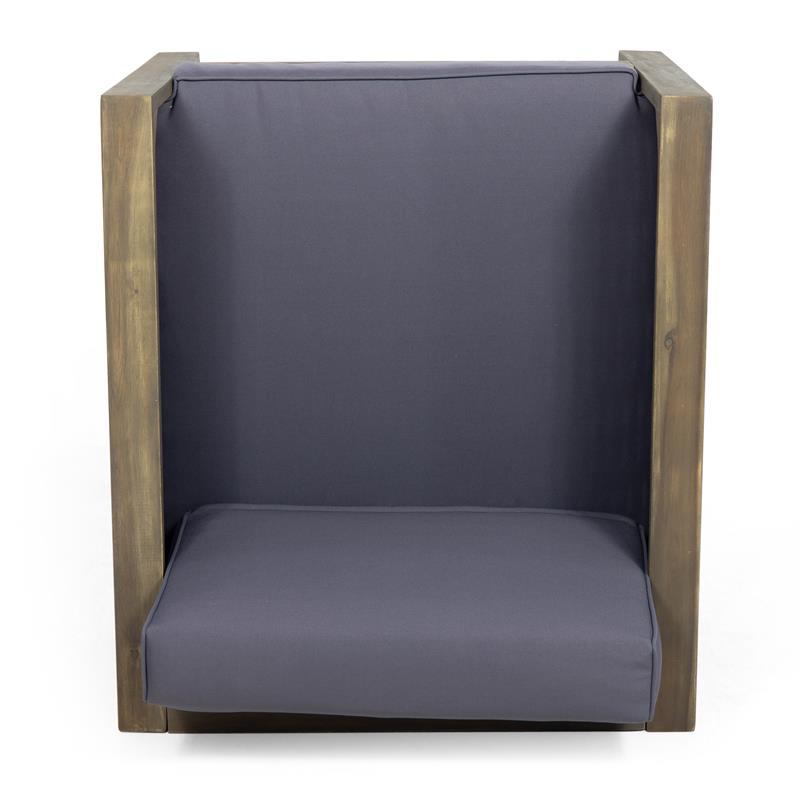 Noble House Linwood 4-Seater Acacia Wood Patio Chat Set in Gray/Dark Gray