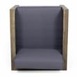Noble House Linwood 4-Seater Acacia Wood Patio Chat Set in Gray/Dark Gray