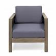 Noble House Linwood 4-Seater Acacia Wood Patio Chat Set in Gray/Dark Gray