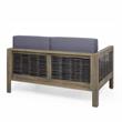 Noble House Linwood 4-Seater Acacia Wood Patio Chat Set in Gray/Dark Gray