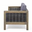Noble House Linwood 4-Seater Acacia Wood Patio Chat Set in Gray/Dark Gray