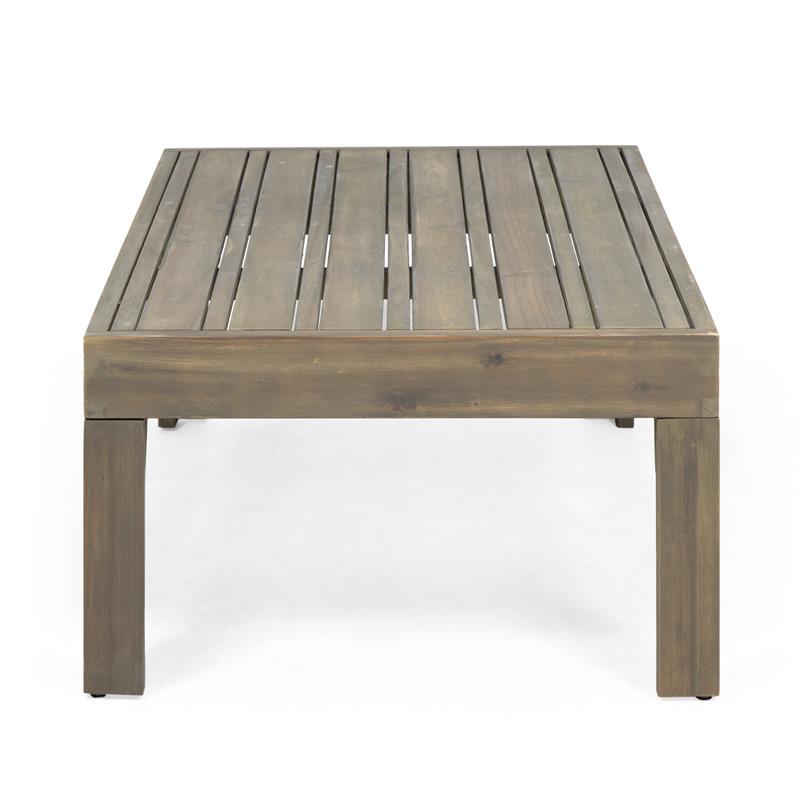 Noble House Linwood 4-Seater Acacia Wood Patio Chat Set in Gray/Dark Gray