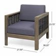 Noble House Linwood 4-Seater Acacia Wood Patio Chat Set in Gray/Dark Gray
