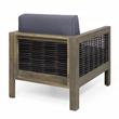 Noble House Linwood 4-Seater Acacia Wood Patio Chat Set in Gray/Dark Gray