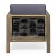 Noble House Linwood 4-Seater Acacia Wood Patio Chat Set in Gray/Dark Gray