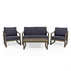 noble house samwell outdoor 4 seater acacia wood chat set gray