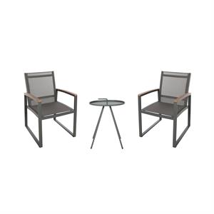 noble house glasgow outdoor 2 seater aluminum and mesh chat set gray
