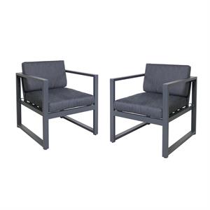 noble house navan outdoor aluminum club chairs (set of 2) gray