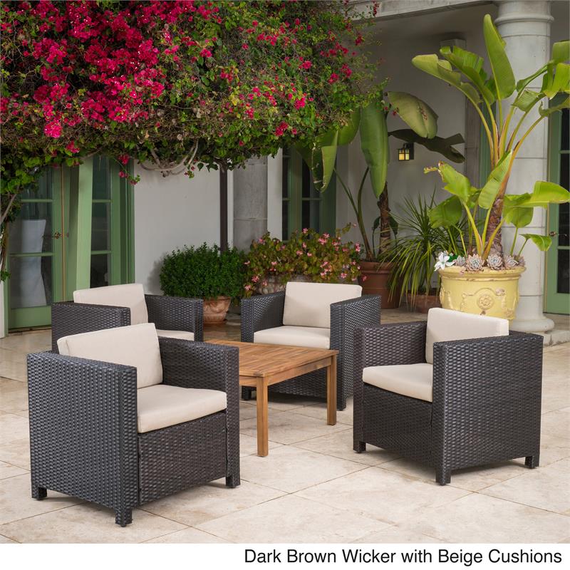 Brown Wicker Puerta Wicker Club Chair Noble House Puerta Outdoor