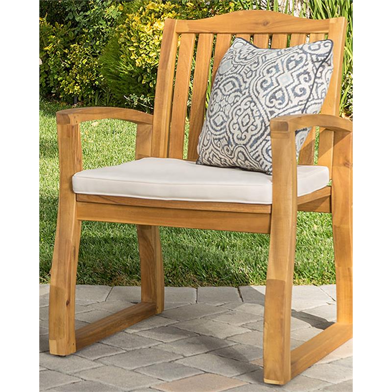 Noble House Tampa Outdoor Acacia Wood 3 Pc Chat Set w/ Round Table