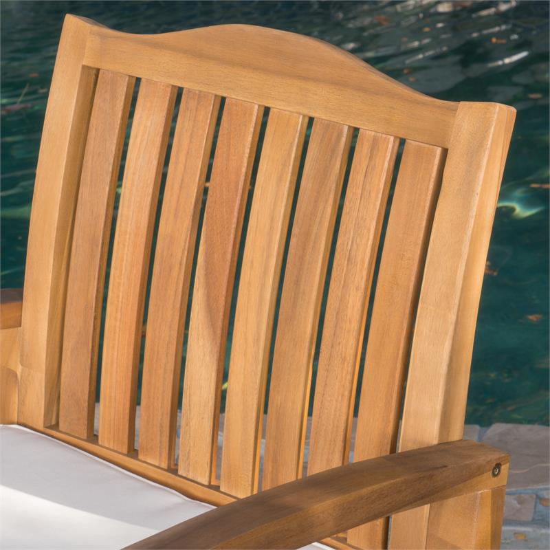Noble House Tampa Outdoor Acacia Wood 3 Pc Chat Set w/ Round Table