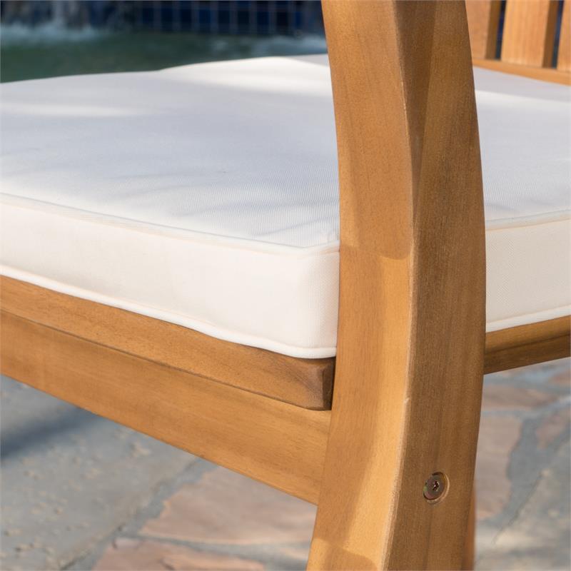 Noble House Tampa Outdoor Acacia Wood 3 Pc Chat Set w/ Round Table