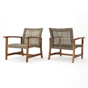 noble house hampton outdoor mid century grey club chairs natural