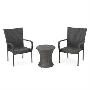 noble house polk outdoor 3 pc gray chair chat set