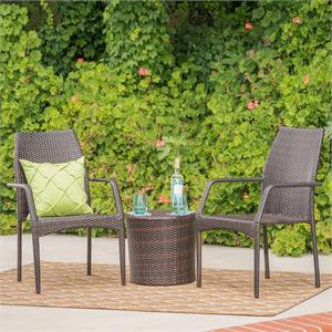 noble house downing outdoor 3 pc multibrown chair chat set