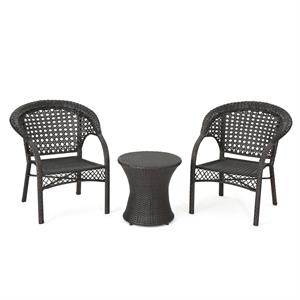 noble house monroe outdoor 3 piece multibrown chair chat set