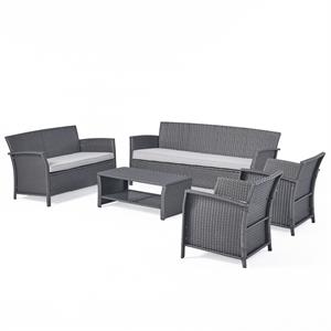 noble house st. lucia outdoor 7 seater chat setgray & silver