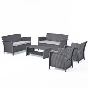 noble house st. lucia outdoor 6 seater chat setgray & silver
