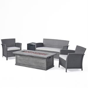 noble house st. lucia outdoor 4 seater chat set w/ fire pitgray