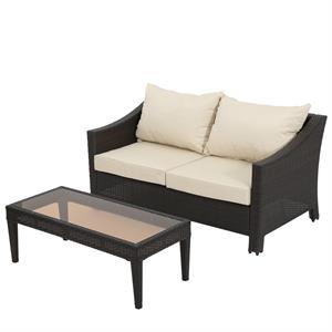 noble house antibes outdoor multibown loveseat & table set