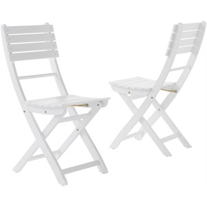 noble house positano wooden foldable patio dining side chair in white (set of 2)