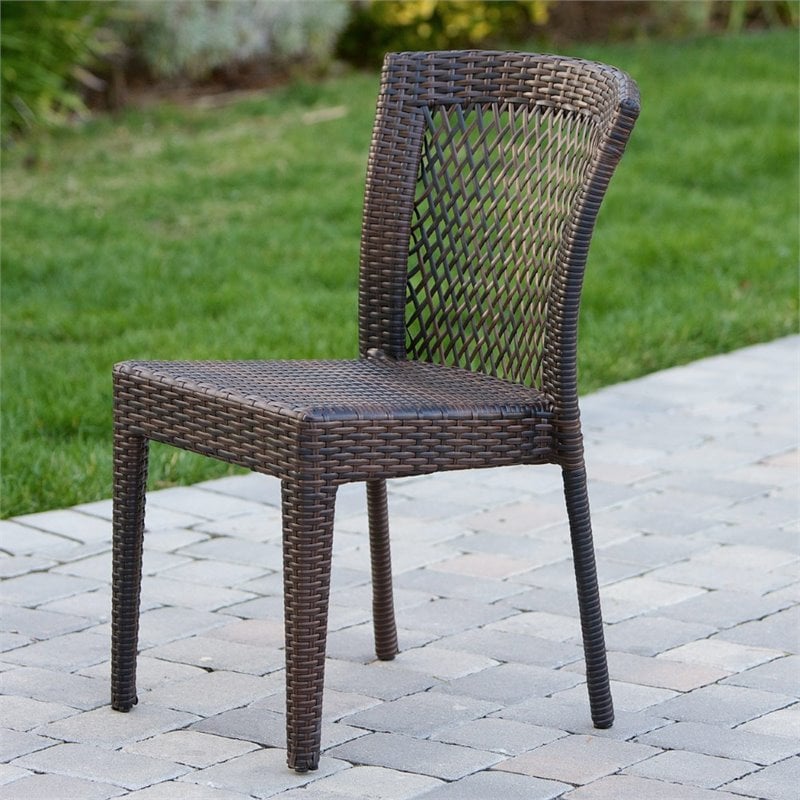 Noble house dusk gray stackable online wicker outdoor dining chairs