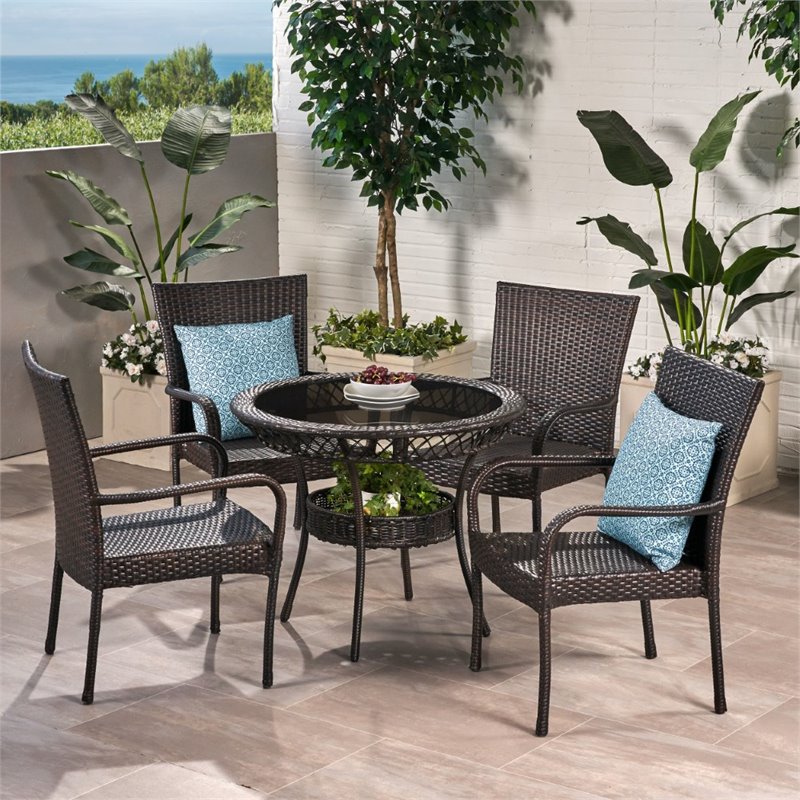 5 piece wicker online dining set