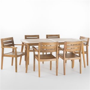 noble house stamford 7 piece wooden patio dining set in teak