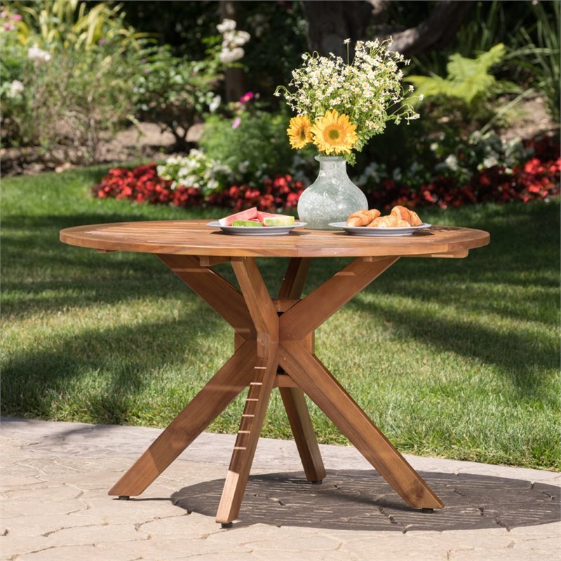 Wood round deals patio table