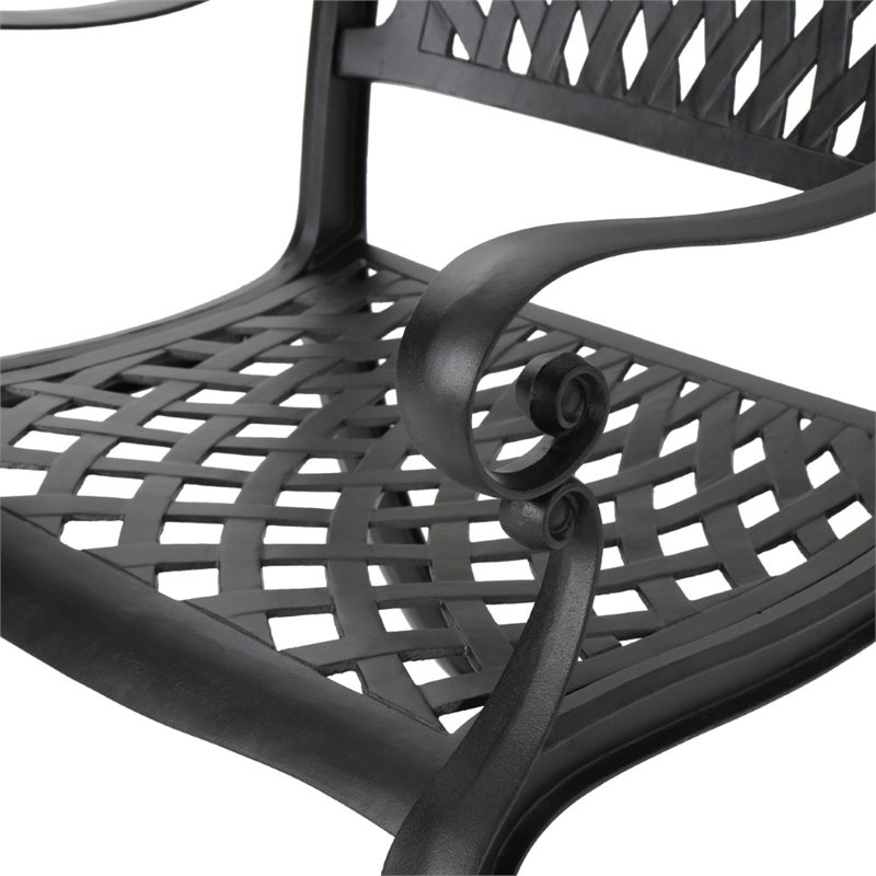 Cayman black sand rectangle aluminum outlet outdoor dining table