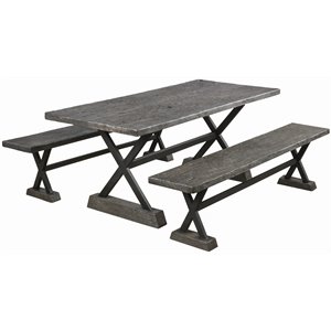 noble house numana 3 piece concrete patio dining set in gray and black