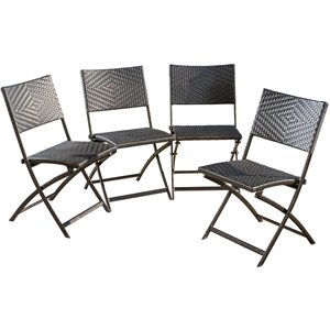 noble house el paso wicker folding patio dining side chair in brown (set of 4)